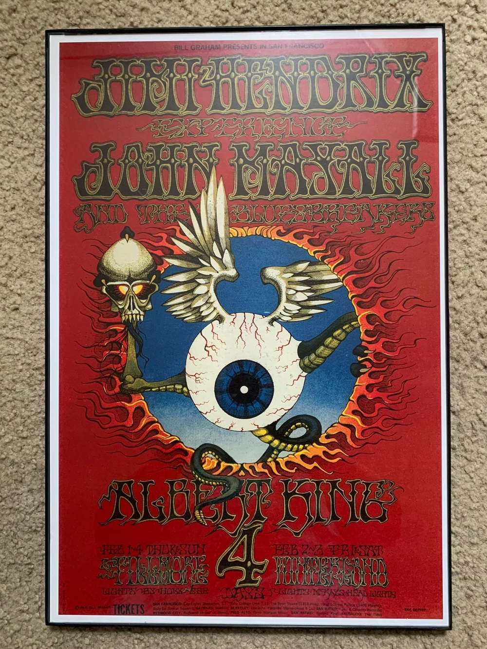Grateful Dead Free mini sticker w purchase of - Jimi Hendrix Poster Reproduction